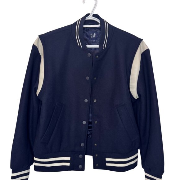 Gap navy blue and white wool blend varsity jacket size XS - Picture 4 of 8